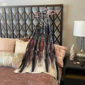 Multicolored, maxi dress with a halter top